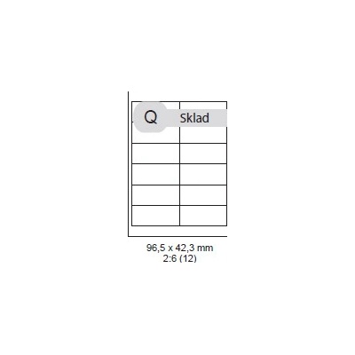 Print etikety 88,9x46,5 mm biele 12ks (Print etikety 88,9x46,5 mm, biele, 12ks/A4, 100 A4/bal)