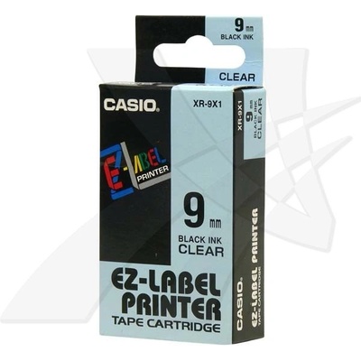 Casio černý tisk/průhledný podklad, 8m, 9mm XR-9X1