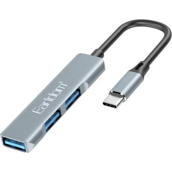 Earldom USB хъб Earldom ET-HUB10, Type-C, 3 Порта, USB 3.0, Сив - 40217