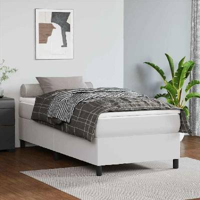 vidaXL 3144588 Boxspring postel s matrací umělá kůže / barva Bílá