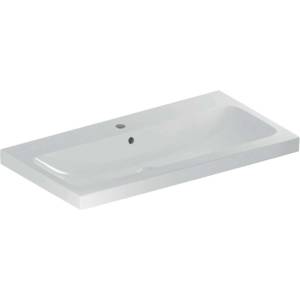 Geberit iCon - Умивалник 90x48x16 cm, с преливник, с отвор, KeraTect, бял 501.836. 00.2 (501.836.00.2)
