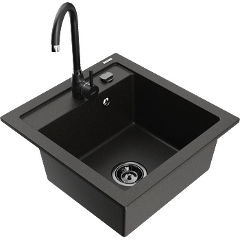 Mexen Vito гранитна кухненска мивка с 1 отделение с кухненски смесител Telma, (6503-75-670200-70-B)