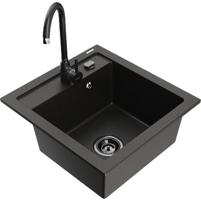 Mexen Vito гранитна кухненска мивка с 1 отделение с кухненски смесител Telma, (6503-75-670200-70-B)