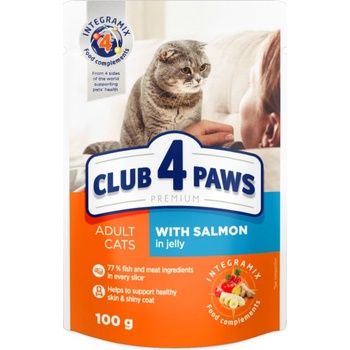 CLUB 4 PAWS Premium With salmon in jelly. For adult cats 24 x 100 g