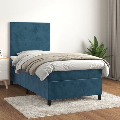 vidaXL 3142876 Boxspring postel s matrací samet / barva Tmavě moddrá