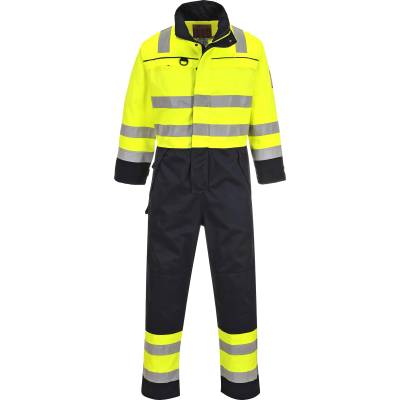 Portwest hi-vis bizflame multi-norm fr60 / Огнеупорен светлоотразителен гащеризон, антистатичен - hv жълт/тъмносин xl (fr60ynrxl)