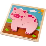 Bigjigs Toys Дървен пъзел Bigjigs - Прасенце (34053) - baby