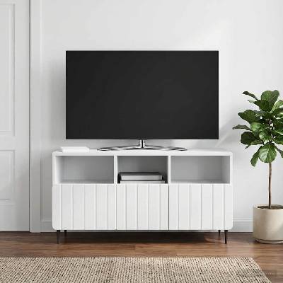 vidaXL ТВ шкаф с чекмедже Бяло 102 x 34, 5 x 50 см Инженерна дървесина (894445)