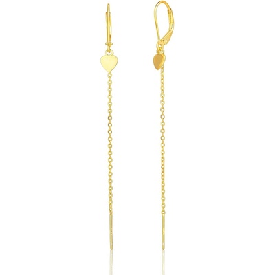 JVD Dlhé pozlátené visiace náušnice so srdiečkami SVLE1917XE9GO00