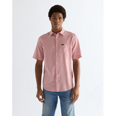 Wrangler pánská košile krátký rukáv 1 kapsa 112378045 dusty rose
