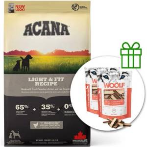 ACANA Light & Fit Рецепта 11, 4 кг + 2x Лакомства безплатно