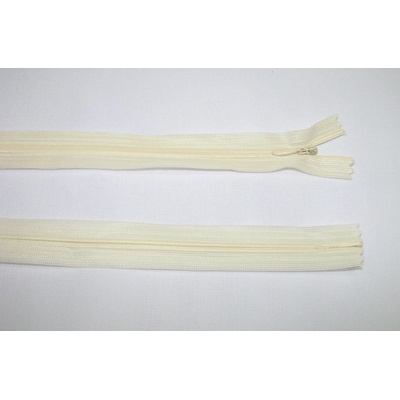Zips krytý 3mm smotanová nedeliteľný 45cm dederon