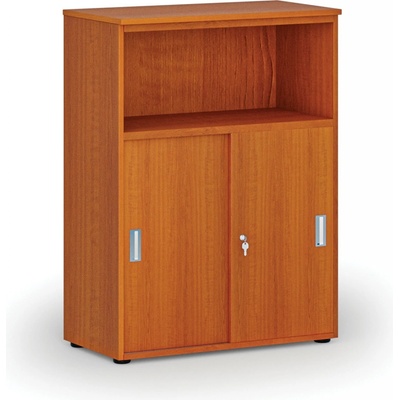 Primo Kombinovaná kancelářská skříň se zásuvnými dveřmi WOOD, 1087 x 800 x 420 mm, třešeň