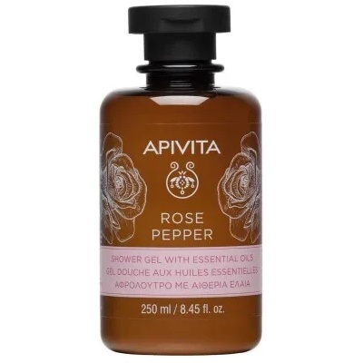 APIVITA Душ гел с натурални етерични масла Розов пипер , Apivita Rose Pepper Shower Gel with Essential Oils with Rose & Black Pepper 250ml