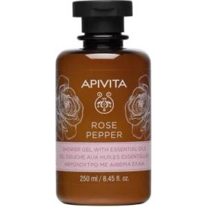 APIVITA Душ гел с натурални етерични масла Розов пипер , Apivita Rose Pepper Shower Gel with Essential Oils with Rose & Black Pepper 250ml