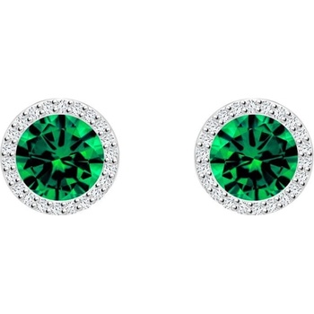 Preciosa strieborné náušnice Lynx s kubickú zirkónia 5269 66 zelené
