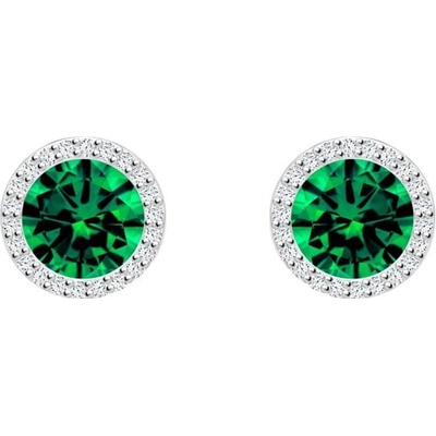 Preciosa strieborné náušnice Lynx s kubickú zirkónia 5269 66 zelené