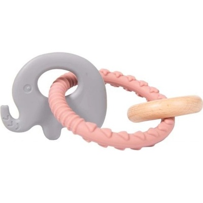 Bo Jungle B Rattle Rings Elephant Pink