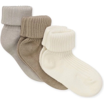 Minymo Kojenecké žebrované ponožky 3 ks Light Taupe