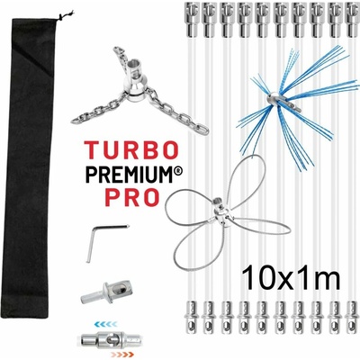 Turbo Premium Rotačná kefa na čistenie komína Komplet set 10 m