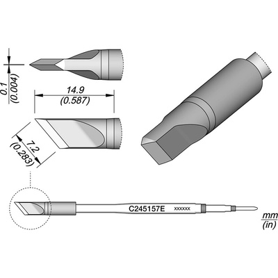JBC C245157E – pájecí hrot ve tvaru nože 7,2 × 0,1 mm E