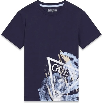 GUESS Тъмно синя тениска за момче с бяло лого Guess