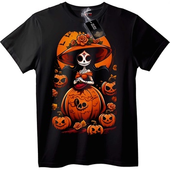 NOONEBRAND Тениска Хелоуин Захарен Skull Тиква - L, White