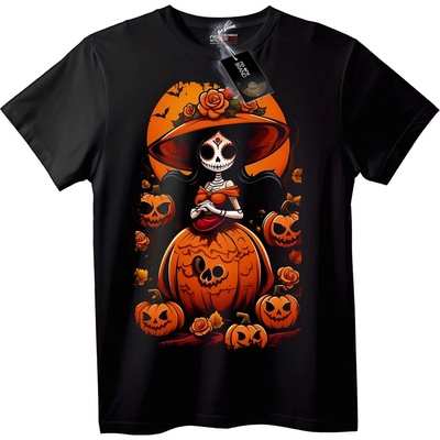 NOONEBRAND Тениска Хелоуин Захарен Skull Тиква - L, White