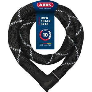 ABUS chain lock Iven Chain 8210 - bicycle lock made of hardened steel - with synthetic fiber coating - ABUS security level 10 - 140 cm - black - 88288 (88288)