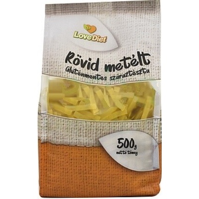 LoveDiet Bezlepkové kukuřičné těstoviny Široké Nudle krátké 0,5 kg