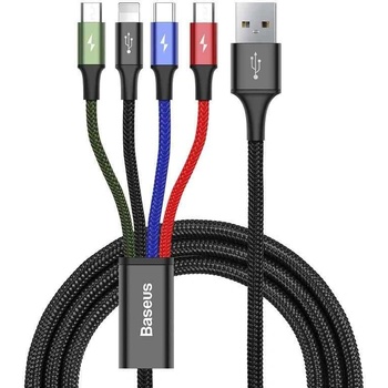 Baseus USB кабел Baseus Fast 4в1 USB-C/Lightning/2xMicroUSB 3.5A 1.2m (6953156278509)