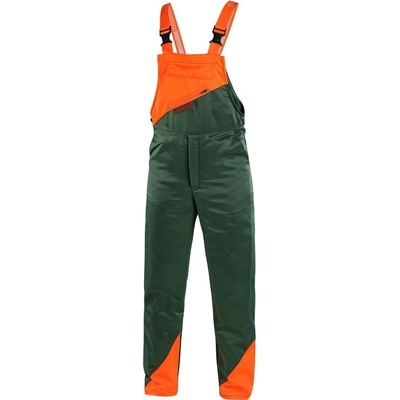 CXS Canis Protiporezové nohavice s náprsenkou LESNÍK - Zelená / oranžová