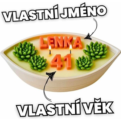 Svíčkománie3D Narozeninová svíčka na míru pro ženu S vlastním jménem a věkem 300 ml