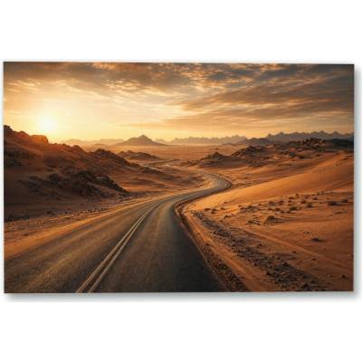 Plakát – Klikatá silnice v pouštní krajině Bez rámu Ano Bez rámu 135 × 90 cm