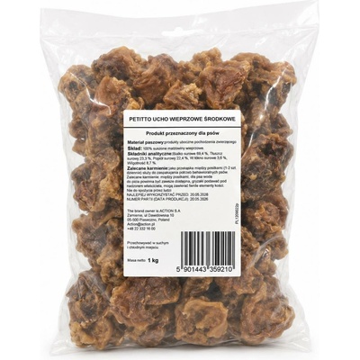 PETITTO střední vepřové ucho Mono pamlsek pro psy 1 kg