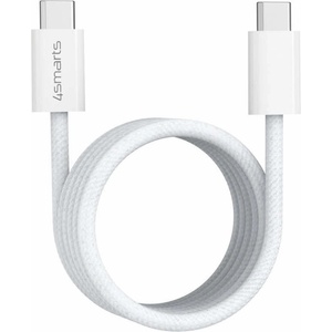 4smarts Здрав кабел с вграден магнитен органайзер за устройства с USB-C порт (150 см) - 4smarts USB-C to USB-C RollUp Magnetic Cable 100W (бял) (541012)