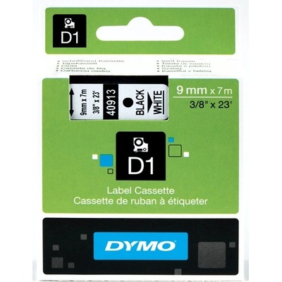 Páska Dymo D1 9 mm x 7m, černý tisk/bílý podklad 40913, S0720680