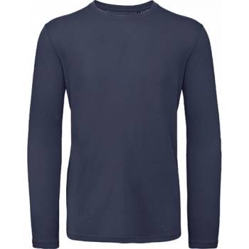 B&C tričko BC z organické bavlny a s dlouhými rukávy bez nápletů modrá námořní