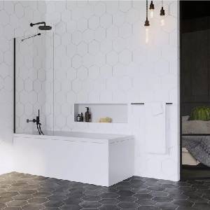 Radaway Параван за вана Radaway Idea 6 PNJ II, черен мат-прозрачно, 90x150 см, стъкло 6 мм (10001090-54-01)