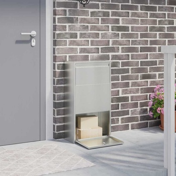 vidaXL Пощенска кутия за пратки с врата Сребрист 44 x 22 x 82 см (874924)