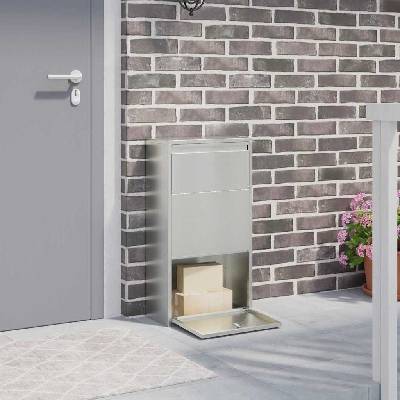 vidaXL Пощенска кутия за пратки с врата Сребрист 44 x 22 x 82 см (874924)