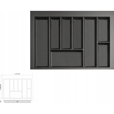 Organizér na příbory do zásuvky 70 cm REJS MAX organizér grafitová 650x490 mm