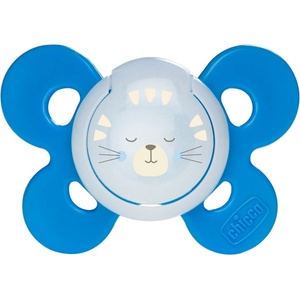 Chicco Силиконова залъгалка Chicco - Physio Comfort Night, 16-36 m, синьо коте (N0331)