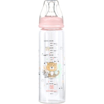 KikkaBoo Бебешко стъклено шише Kikkaboo - Savanna, 240 ml, Pink (31302020117)