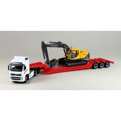 Cararama Set Volvo FH12 bílá Excavator EC210 žlutá 1:87