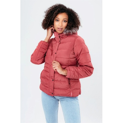 Hype Яке Hype Women's Fur Trim Insulated Compact Fit Short Puffer Jacket - Pink