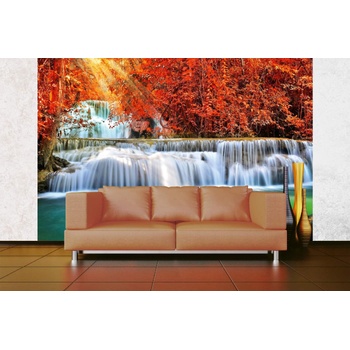 DIMEX ART s. r. o Самозалепваща се флизелинова фототапета водопад в есенна гора 375 x 250 см