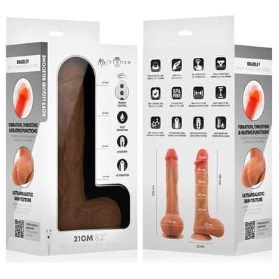 MR INTENSE BRADLEY SILIKÓNOVÉ VIBRUJÚCE DILDO S OHREVOM A DIAĽKOVÝM OVLÁDANÍM 21 CM