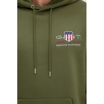 Gant Суичър Gant мъжки в зелено с качулка с апликация 2047084 (2047084)