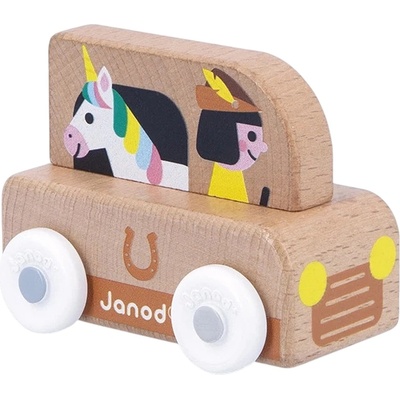 Janod Дървена количка Janod Cross Roads - Микробус с еднорог (J05926)